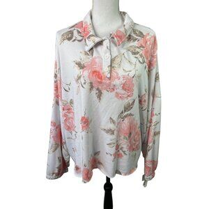 Secret Treasures Pajama Top‎ Womens 2X Flower Floral Comfy Soft Cozicore